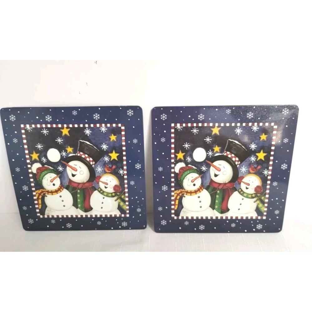 Christmas Snowmen Range Kleen Insulated Hot Pad Trivets 7 x 7" Set Of 2